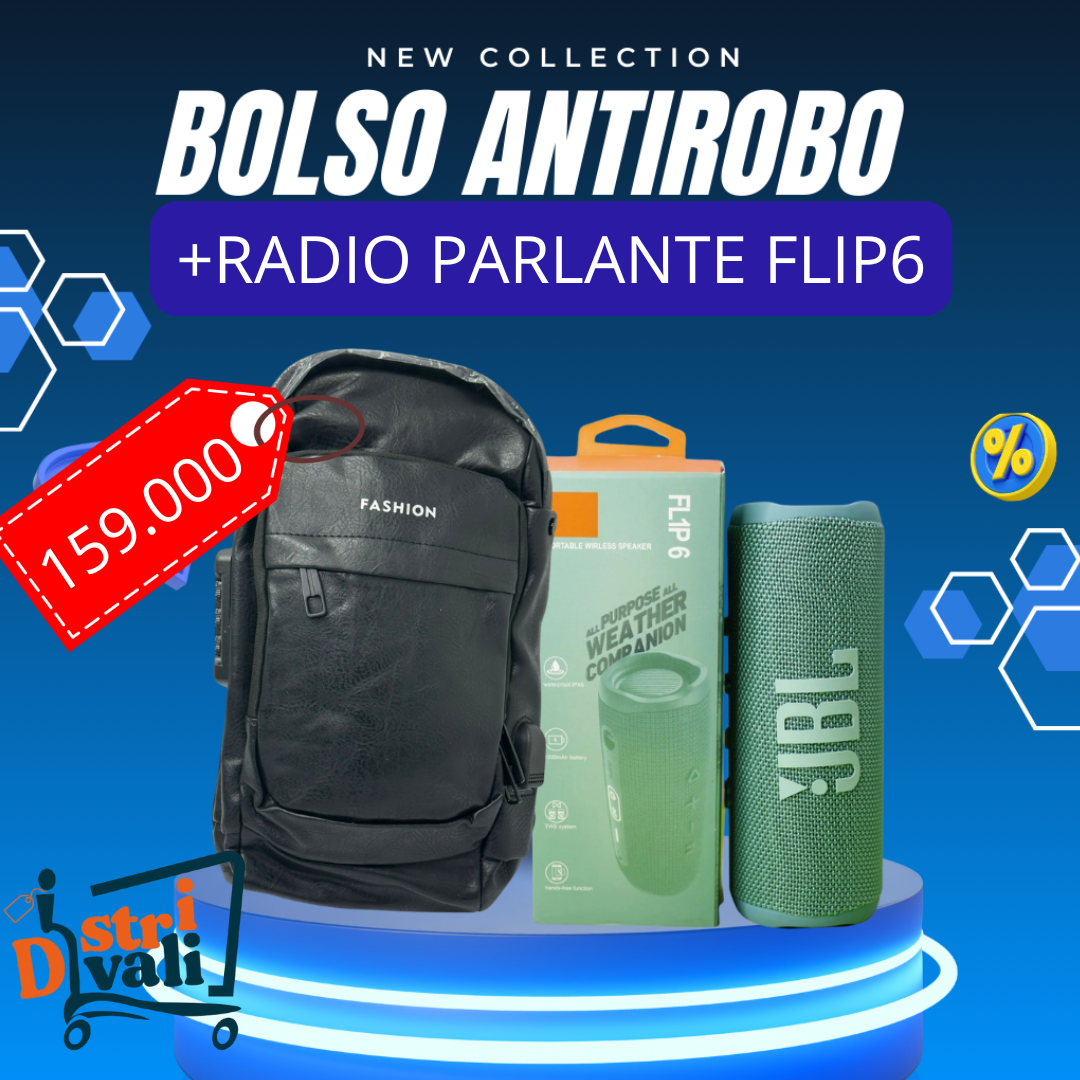 OFERTA🔥 BOLSO Antirobo + Parlante flip 6
